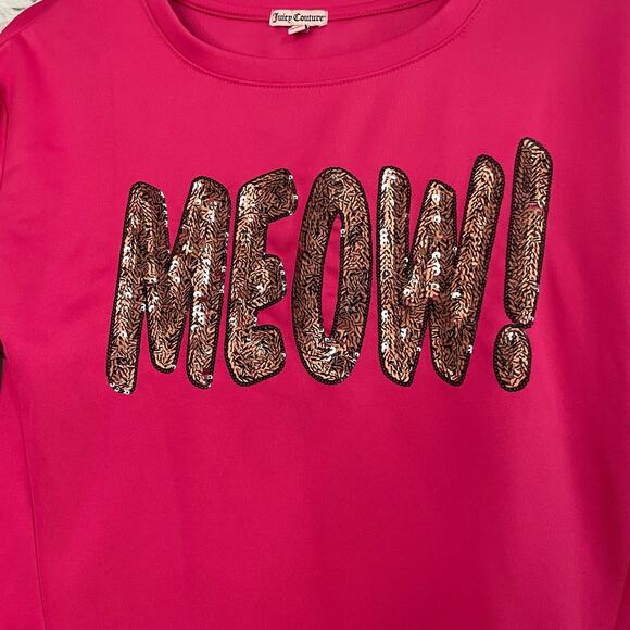 Juicy Couture Womens Size Small Hot Pink Sequined Meow Long Sleeved Sweatshirt - Picture 4 of 8